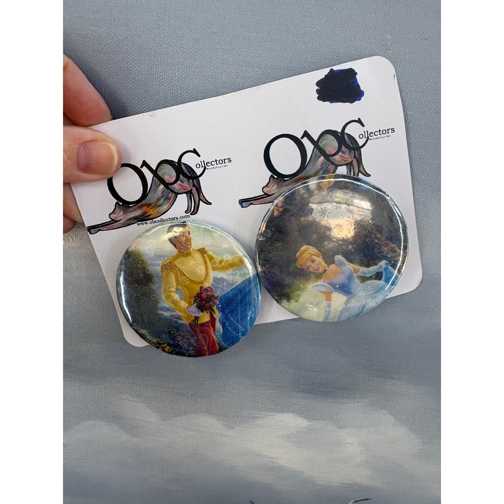 ObCollectors Disney Cinderella & Prince Charming Upcycled Comic Button Pin Set